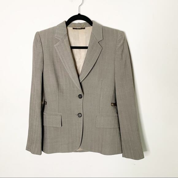 Gucci Blazer SZ 40 w/ Leather Gold Hardware Back Link - Picture 1 of 6